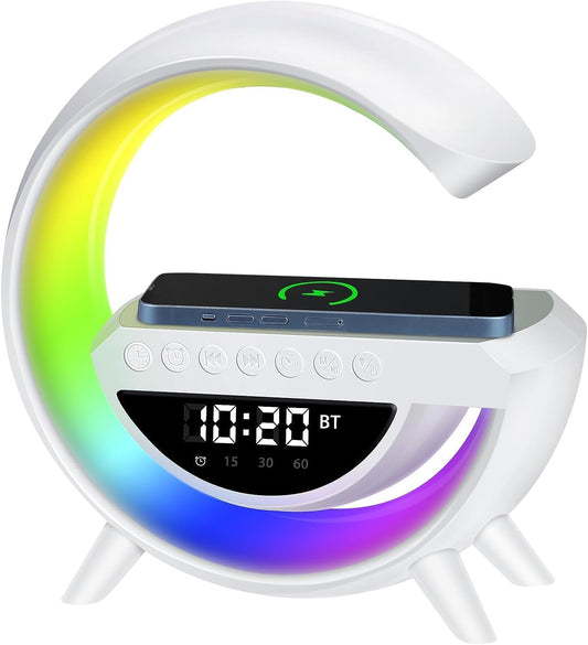 G Lamp With Wireless Charger RGB light alaram Clock Bluetooth Radio