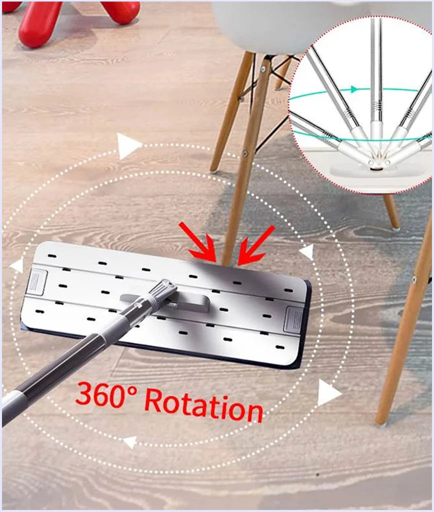 Foldable Microfiber Flat magic mop set with 2 PCS Microfiber Pads and bucket.