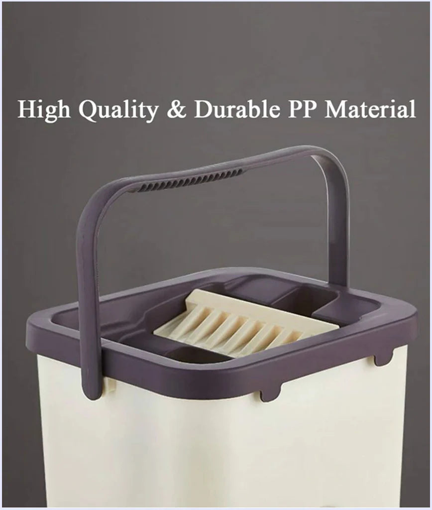 Foldable Microfiber Flat magic mop set with 2 PCS Microfiber Pads and bucket.